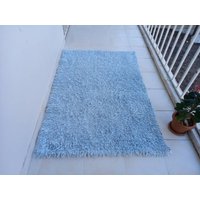 Blauer Teppich Mit 150x100 cm, Flokati Teppich, Filili Teppich, Boho Teppich, Fliederteppich, Boho Teppich, Handgefertigter Teppich, Wohndekor von DizaynRugs