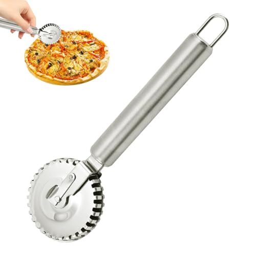 Djowyh Gezähnter Teigrad | Teigschneider Werkzeugrad | Pasta Cutter Wheel Aus Edelstahl Mit Rolle - Nicht Korrosive Backwerkzeuge, Geriffelter Küchenschneider Für Pizza Und Knödel von Djowyh