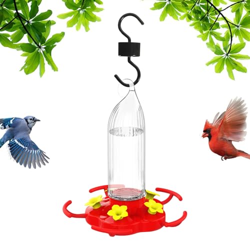 Djowyh Großer -Futterspender, Zum Aufhängen Kleine Vogeltränke 470ml, Garten Deko Mit Ameisenschutz Haken 5 Einflugöffnungen Tränke Für Familien Balkon Terrasse Fenster von Djowyh
