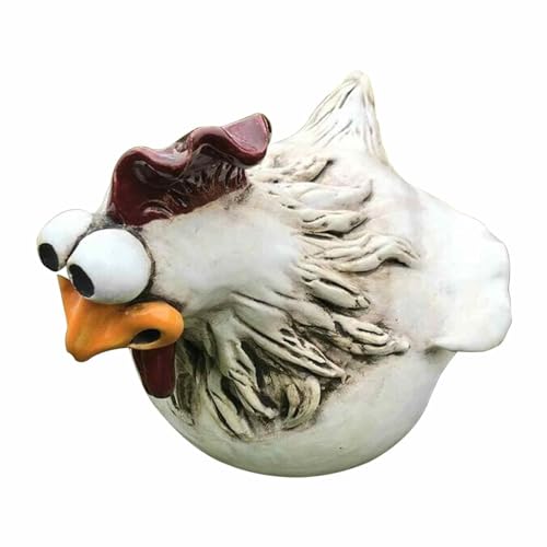 Djowyh Huhn Deko Garten Huhn Gartendeko Hühner Gartenstatuen, Deko Hühner Figuren, Garten Stecker Hen Hahn Hens Geeignet Für Terrassen, Lustiger Harz Hahn Outdoor Statuen von Djowyh