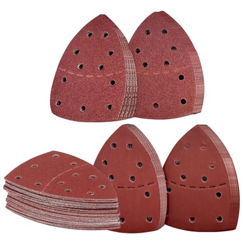 Djowyh Schleifpapier Sortiment | Verschiedene Schleifpads Sortiment,Dreieckige Präzisions Schleifpads Mit 11 Löchern Für Metall Holz Gipskarton Handarbeit Autoreparatur von Djowyh