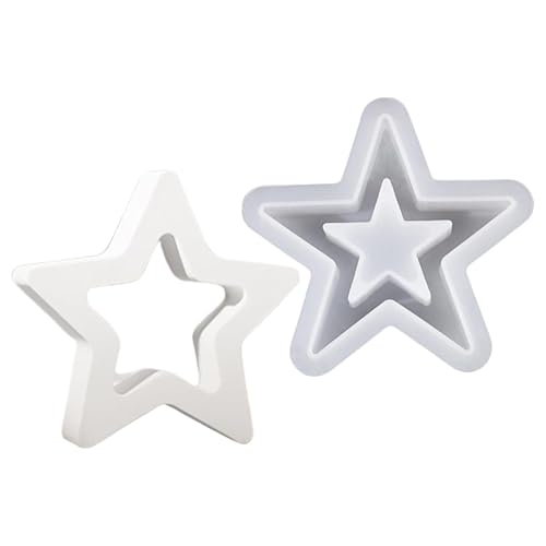 Djowyh Stern Form | Silikonform Weihnachts Stern | Stern Silikonharzformen - Desktop Ornament Silikonform - Hohle Sternförmige Silikonform, Festliche Silikon Kerzenform Zum Basteln von Djowyh
