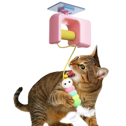 Djowyh Tür Katzenangel - Selbstklebende Deckenangel Für Katzen | Spielzeug Für Katzenspiel Mit Stabilem Design Zum Jagen Und Springen Für Drinnen Und Draußen Balkon Garten Wohnzimmer von Djowyh