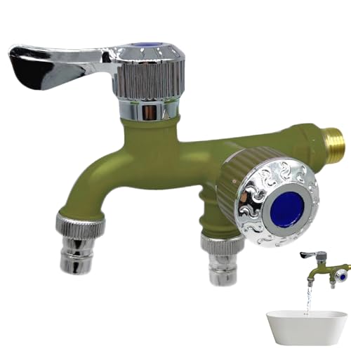 Djowyh Wannenwasserhahn | Wasserumstellung -Control-Hahn - Verdickter, ergonomischer Griff, Wäschewannenhahn, Waschmaschinenhahn, Doppelsteuerungs-Splitter mit 2 unabhängigen Schaltern von Djowyh