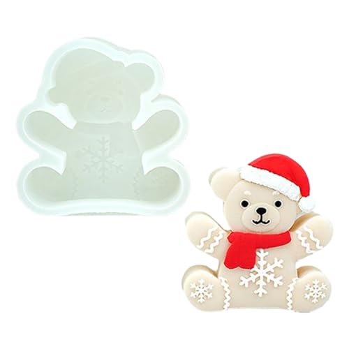 Djowyh Weihnachts Harz Formen,Bären Kerzenformen - Antihaft Backformen Einfache Entformung Handwerk Silikonform Für Kerzen Harz Seife Backen Cupcake Deko von Djowyh