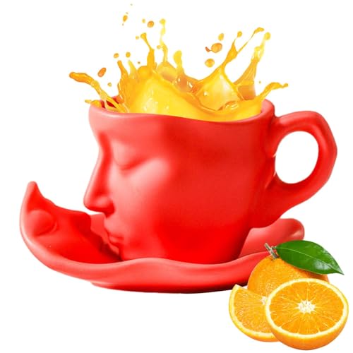 Tasse Mit Gesicht Gesicht Kaffeetassen Set Mit Untertasse Kiss Face Teetassen Untertassen Set Personalisiert Teetasse Mit Löffel Personalisierte Geschenke 100 Ml von Djowyh