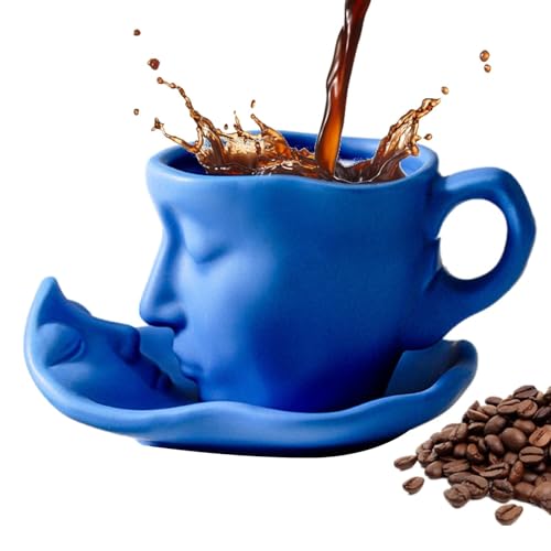 Tasse Mit Gesicht Gesicht Kaffeetassen Set Mit Untertasse Kiss Face Teetassen Untertassen Set Personalisiert Teetasse Mit Löffel Personalisierte Geschenke 100 Ml von Djowyh
