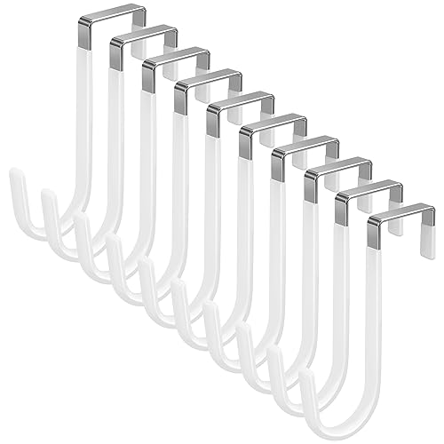 Türhaken, Türhaken, weiße Gummi-Oberfläche, verhindert Kratzer, Türhaken für Badezimmer, Wohnzimmer, Küche, hängende Kleidung, Handtücher, Taschen, 10 Stück, Weiß, 10 Stück von DkOvn