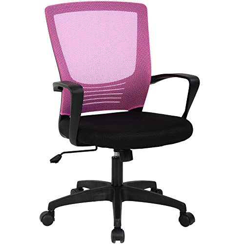 Bürostuhl, ergonomischer Schreibtischstuhl mit Lendenwirbelstütze und Armlehne, Höhenverstellung, drehbar, mittlere Rückenlehne, atmungsaktiver Netzstuhl, PC, Chefarbeitsaufgabe, Computerstuhl für von Dkeli