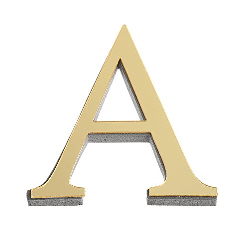 3D Spiegel Buchstaben Aufkleber Kreativ Acryl 26 Gold Alphabet abnehmbare Wandaufkleber DIY Decals für Wohnzimmer Schlafzimmer Wohnkultur Kinderzimmer Wandtattoo Wandsticker von Dkings