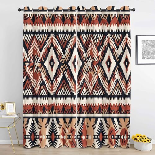 DlaQoryx Azteken Vorhänge Mit ösen, Südwestliche Retro-Stammes Blickdichte Gardinen Thermo Vorhang Schlafzimmer Wohnzimmer Verdunklungsvorhänge H 300 x B 140 cm 2er Set von DlaQoryx
