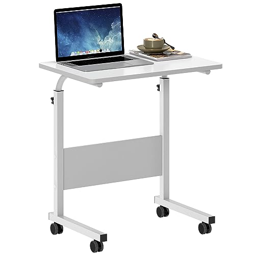 DlandHome 60 * 40cm Computertisch schreibtisch Laptoptisch Beistelltisch mit Rollen höhenverstellbar, Laptop Notebook Ständer Tisch Frühstück Tablett für Bett, Sofa, Couch Weiß von DlandHome