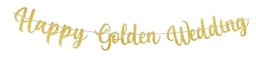 Banner zum 50. Hochzeitstag, goldene Dekoration zum 50. Hochzeitstag, glitzerndes Banner mit goldenem Herz, Nummer 50, Wimpelkette, Hochzeitsdekoration, Partyzubehör Banner zum 50. Hochzeitstag, goldene Dekoration zum 50. Hochzeitstag, glitzerndes Banner mit goldenem Herz, Nummer 50, Wimpelkette, Hochzeitsdekoration, Partyzubehör von Dlicsy