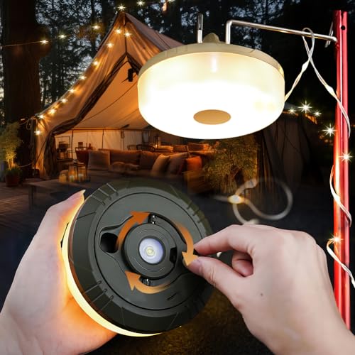 10M Camping Lichterkette Aufrollbar,Wasserdichte Tragbare Verstaubare Campinglampe FüR Den AußEnbereich,Camping Lampe And Led Lichterkette For Zimmer Deko And Outdoor Decor,Warmes Licht.(Grau) von Dlishka