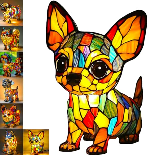 FranzöSische Bulldogge Nachttischlampe,LED Nachtlicht Hund In Mops,Corgi & Bulldog Design,Bunte Resin Dackel Deko Lampe FüR Schlafzimmer,Geschenk FüR Kinder & Hundeliebhaber,Zimmer Deko. (Chihuahua) von Dlishka