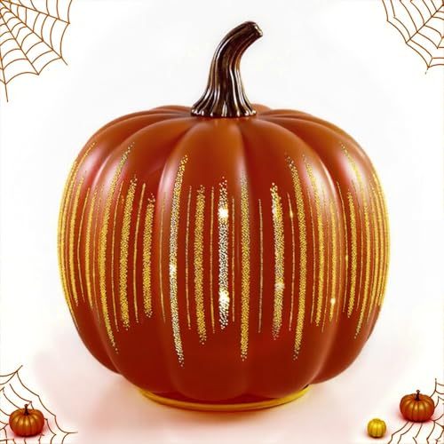 Twinkle Light Led KüRbis Mit Timer,Lichter FüR Herbst Und Halloween,Stimmungslicht FüR Innen & AußEn,Gartenleuchte,Herbst Tischdeko,Geschenkidee FüR Kinder & Erwachsene (Orange, L-6.6IN) von Dlishka