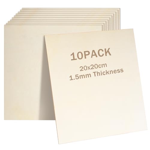 DLUSZERT 10 Stück Holzplatten zum Basteln, 200 x 200 x 1.5 mm Bastelholz Platten, Blanko Holzausschnitte, Sperrholzplatte für Laserprojekte DIY Handwerk Modell Malerei Gravierte Gemälde DLUSZERT 10 Stück Holzplatten zum Basteln, 200 x 200 x 1.5 mm Bastelholz Platten, Blanko Holzausschnitte, Sperrholzplatte für Laserprojekte DIY Handwerk Modell Malerei Gravierte Gemälde von Dluszert
