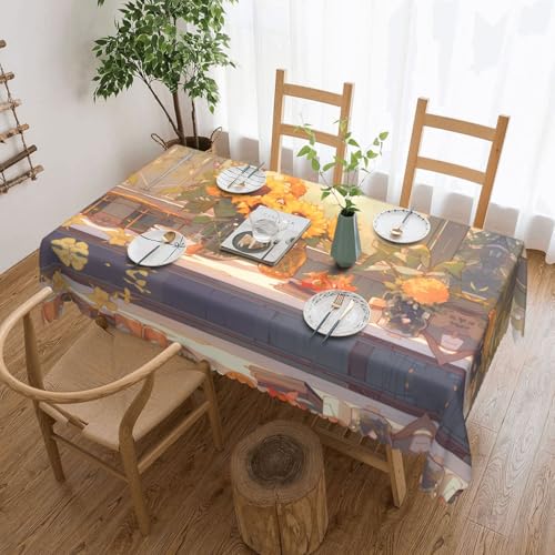 Dlxw Premium Tischdecke, schmutzabweisend, Sonnenblumen unter der Fensterbank, für Picknicks, Küchen und Abendessen im Freien, 137,2 x 183,9 cm Dlxw Premium Tischdecke, schmutzabweisend, Sonnenblumen unter der Fensterbank, für Picknicks, Küchen und Abendessen im Freien, 137,2 x 183,9 cm von Dlxw