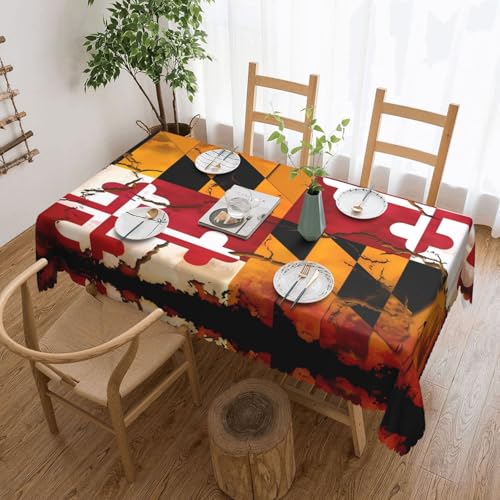 Dlxw Premium Tischdecke, schmutzabweisend, Vintage-Holz-Tischdecke mit Maryland-Flagge, für Picknicks, Küchen und Abendessen im Freien, 137,2 x 183,9 cm Dlxw Premium Tischdecke, schmutzabweisend, Vintage-Holz-Tischdecke mit Maryland-Flagge, für Picknicks, Küchen und Abendessen im Freien, 137,2 x 183,9 cm von Dlxw