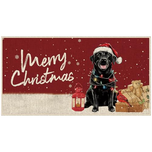 Dlzdn Fußmatte mit weihnachtlichem Labrador, rutschfest, gummierte Rückseite, für den Eingangsbereich, 40,6 x 76,2 cm, Schwarz Dlzdn Fußmatte mit weihnachtlichem Labrador, rutschfest, gummierte Rückseite, für den Eingangsbereich, 40,6 x 76,2 cm, Schwarz von Dlzdn
