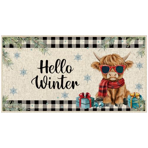 Dlzdn Hello Winter Highland Cow Fußmatte, Weihnachten, rutschfeste Gummi-Rückseite, Eingangsteppich für drinnen und draußen, Eingangsboden, 40,6 x 76,2 cm Dlzdn Hello Winter Highland Cow Fußmatte, Weihnachten, rutschfeste Gummi-Rückseite, Eingangsteppich für drinnen und draußen, Eingangsboden, 40,6 x 76,2 cm von Dlzdn