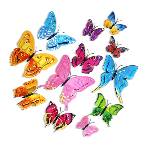 DmDoyy 24 Stück 3D-Schmetterlings-Wanddekoration, Schmetterlingsaufklebern, Für Die Wand Kühlschrank Fenster Möbel Wohnzimmer Kinderzimmer Küche Butterfly DmDoyy 24 Stück 3D-Schmetterlings-Wanddekoration, Schmetterlingsaufklebern, Für Die Wand Kühlschrank Fenster Möbel Wohnzimmer Kinderzimmer Küche Butterfly von DmDoyy