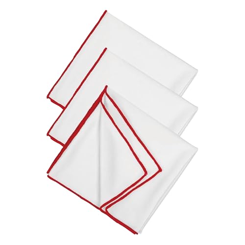 DmDoyy 40 X 60cm Weinglas Poliertuch, Mikrofaser Poliertuch, Trockentücher Für Weingläser, Stielgläser, Geschirr, Edelstahlgeräte, Weiß Weingläser Tücher Mit Rotem Rand von DmDoyy