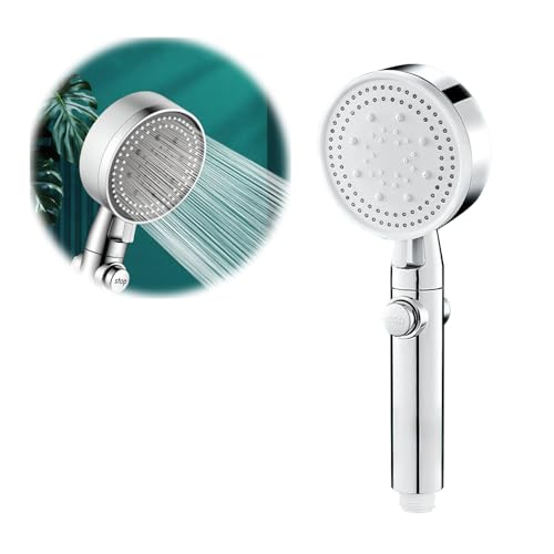 DmDoyy Duschkopf, Wassersparender Duschkopf Hochdruck Handbrause Mit 6 Strahlarten, Duschsparkopf Wassersparend Mit Stoppfunktion, Silber, 120g von DmDoyy