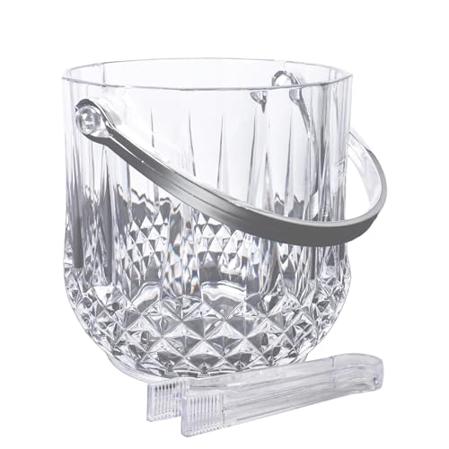 Dmnnlp 1.2L Acryl- Eiswürfelbehälter mit Zange,Champagnerkübel Eiswürfel-Kühler für Haushalt, Bar, Party- klar von Dmnnlp