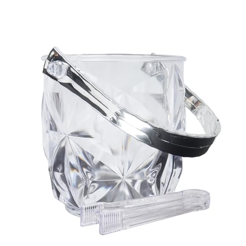 Dmnnlp 1.3L Acryl- Eiswürfelbehälter mit Zange,Champagnerkübel Eiswürfel-Kühler für Haushalt, Bar, Party- klar von Dmnnlp