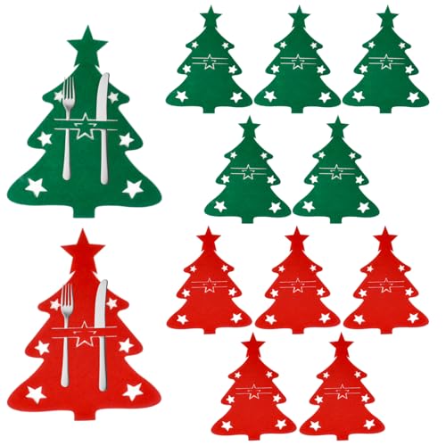 Dmnnlp 12 Stück Bestecktasche Weihnachten, Weihnachtsbaum Bestecktasche Filz, Gabeln Löffel Weihnachten Besteckhalter Bestecktasche für Party Tisch Weihnachtsdeko Dmnnlp 12 Stück Bestecktasche Weihnachten, Weihnachtsbaum Bestecktasche Filz, Gabeln Löffel Weihnachten Besteckhalter Bestecktasche für Party Tisch Weihnachtsdeko von Dmnnlp