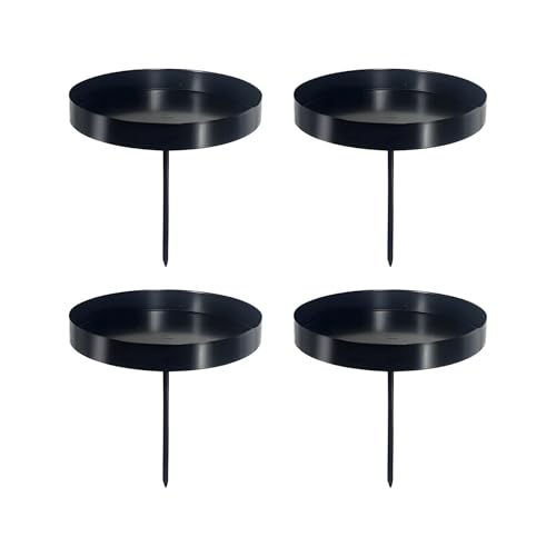 Dmnnlp 4 Stück Kerzenhalter, Kerzenhalter Adventskranz für Stumpenkerzen, ø 8 cm Schwarz Adventskerzenhalter Metall, KerzenstäNder mit Dorn für Weihnachten Wohn Esszimmer Schlafzimmer Deko von Dmnnlp