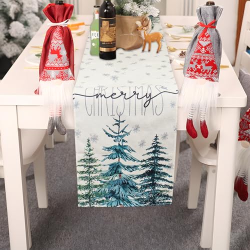 Dmnnlp 40x 140cm Tischläufer Weihnachten, Mode Weihnachtsbaum Schneeflocke Weihnachten Tischläufer, Tischläufer Winter für Weihnachtsessen Tisch Dekoration von Dmnnlp