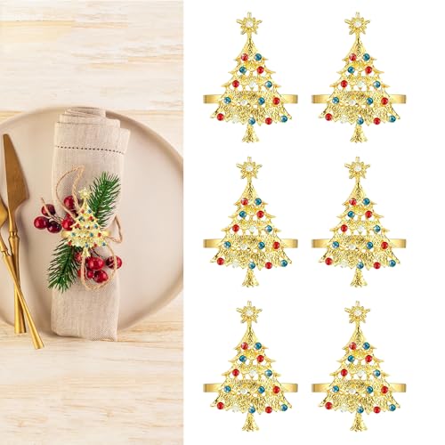 Dmnnlp 6 Stück Serviettenringe Gold für Weihnachten - Weihnachtsbaum Metall Serviettenschnallen für Weihnachtsessen, Party, Familie, Abendessen Tischdekoration Dmnnlp 6 Stück Serviettenringe Gold für Weihnachten - Weihnachtsbaum Metall Serviettenschnallen für Weihnachtsessen, Party, Familie, Abendessen Tischdekoration von Dmnnlp