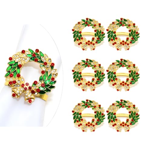 Dmnnlp 6 Stück Serviettenringe für Weihnachten - Gold Weihnachtskranz Serviettenhalter für Festliches Essen, Party, Familie und Abendessen Tischdekoration Dmnnlp 6 Stück Serviettenringe für Weihnachten - Gold Weihnachtskranz Serviettenhalter für Festliches Essen, Party, Familie und Abendessen Tischdekoration von Dmnnlp