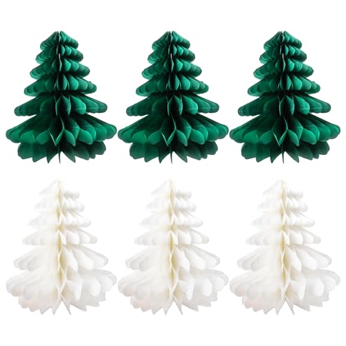 Dmnnlp 6 Stücke Papier Weihnachtsbaum Deko, Mini Tischbaum, Faltbarer Weihnachtsbaum, Waben Papierbäume, Tischdeko Weihnachten, Papier Weihnachtsbaum 30cm von Dmnnlp