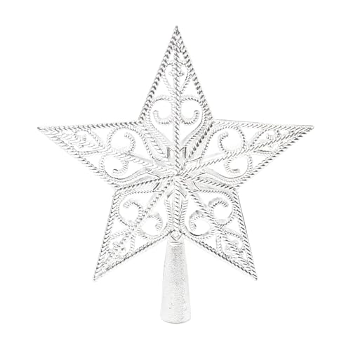 Dmnnlp Weihnachtsbaumspitze Silber, Weihnachtsbaumspitze Stern Vintage AusgehöHlt Weihnachtsbaum Spitze, Ideale Baumspitze Tannenbaum Stern Weihnachtsfeier Decoartion (Silber) von Dmnnlp