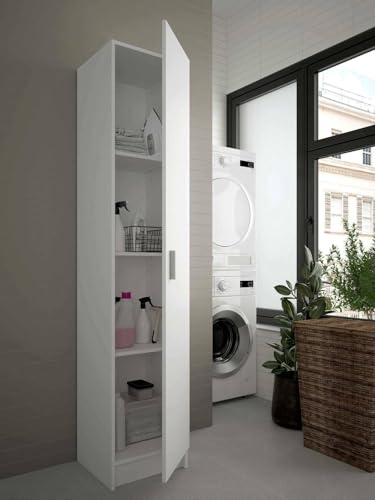 Dmora - 1-Tür Mehrzweckschrank Clearwater, Hilfsschrank, Schuhschrank mit Regalen, Vertikales Schuhregal, 37x37h180 cm, Weiß Dmora - 1-Tür Mehrzweckschrank Clearwater, Hilfsschrank, Schuhschrank mit Regalen, Vertikales Schuhregal, 37x37h180 cm, Weiß von Dmora