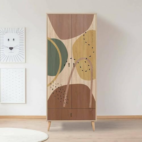 Dmora Kurma Kleiderschrank mit 2 Türen, Schlafzimmermöbel, begehbarer Kleiderschrank, Garderobenschrank, 80 x 45 x 190 cm, Mehrfarbig von Dmora