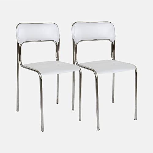 Dmora 2er-Set moderne Stühle aus Metall und Polypropylen, für Esszimmer, Küche oder Wohnzimmer, 43x45h81 cm, Sitzhöhe 48 cm, Farbe Weiß von Dmora
