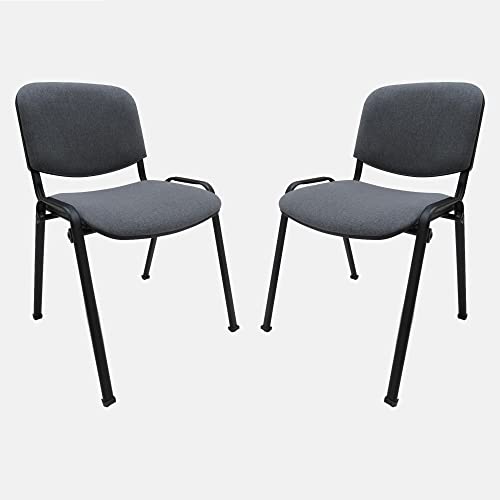 Dmora 2er Set moderne Stühle aus Stoff, für Esszimmer, Küche oder Wohnzimmer, 55x54h81 cm, Farbe schwarz von Dmora
