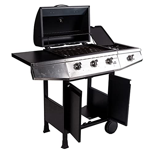 Dmora 3-flammiger Gasgrill, schwarze Farbe, 117 x 52 x h100 cm von Dmora