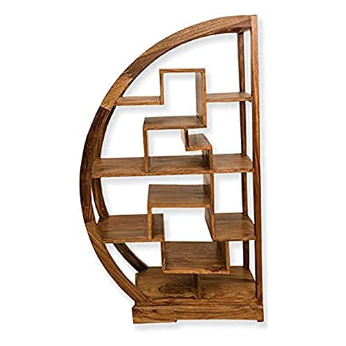 Dmora Abgerundetes Bücherregal aus Massivholz mit asymmetrischen Einlegeböden im Inneren, Nussbaumfarbe, 80 x 150 x 40 cm. Dmora Abgerundetes Bücherregal aus Massivholz mit asymmetrischen Einlegeböden im Inneren, Nussbaumfarbe, 80 x 150 x 40 cm. von Dmora