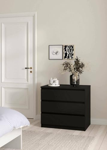 Dmora - Kommode Aglae, Mehrzweckkommode, Schlafzimmerkommode, Schrank mit Schubladen, 77x50 h70 cm, Schwarz von Dmora