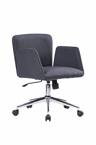 Dmora Albury, Bürostuhl mit Armlehnen, ergonomischer Bürositz, 54 x 55 x 65/84 cm, Grau, Metall, schwarz von Dmora