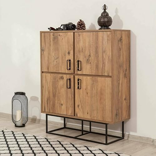 Dmora Alwaid, Sideboard für Wohnzimmer, Anrichte für Wohnzimmer, Speisekammer, 93 x 36 x 115 cm, Eiche und Schwarz Dmora Alwaid, Sideboard für Wohnzimmer, Anrichte für Wohnzimmer, Speisekammer, 93 x 36 x 115 cm, Eiche und Schwarz von Dmora