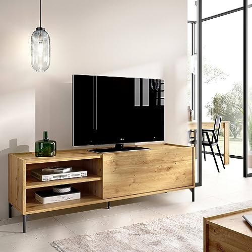 Dmora Asinara TV-Schrank, niedrige Wohnzimmer, Anrichte für Fernseher, 155 x 43 x 47 cm, Eiche Nodi von Dmora
