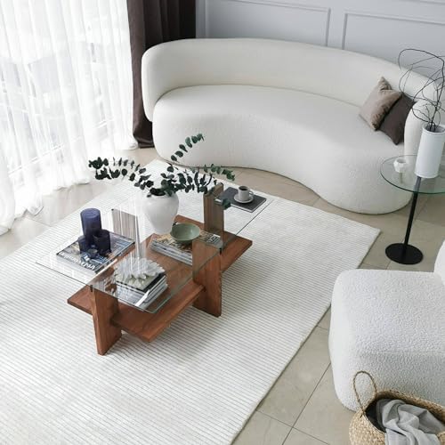 Dmora - Couchtisch Astraeus, Couchtisch, Zeitschriftenständer für Sofa, Wohnzimmerregal, 105 x 60 x 40 cm, Walnuss von Dmora