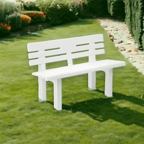 Dmora - Außenbank Marinella, Monoblock-Gartenbank, Außenbank, 100% Made in Italy, 110 x 52 x 71 cm, Weiß von Dmora