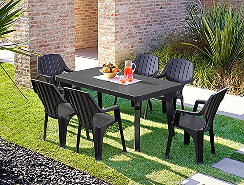 Dmora Außenbereich Mercurio, rechteckig, ausziehbarer Tisch für Garten oder Bar, 100% Made in Italy, 160 – 220 x 90 h74, Anthrazit von Dmora